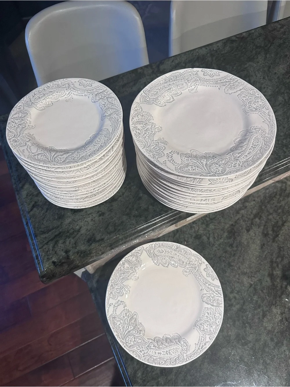 White Paisley Dinner Plates Classic White Dining Set scarlet line pottery barn